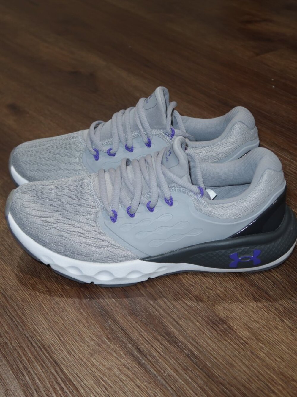 NEW Womens Under Armour Charged Vantage Gray Purple Athletic Running Shoes 6.5